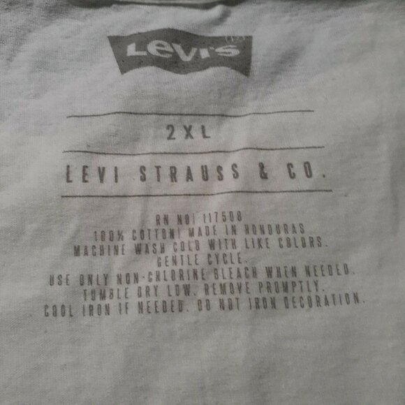 Levi's Logo Spell Out T-Shirt White with Red Screen Print Short Sleeve 2XL - Picture 5 of 5